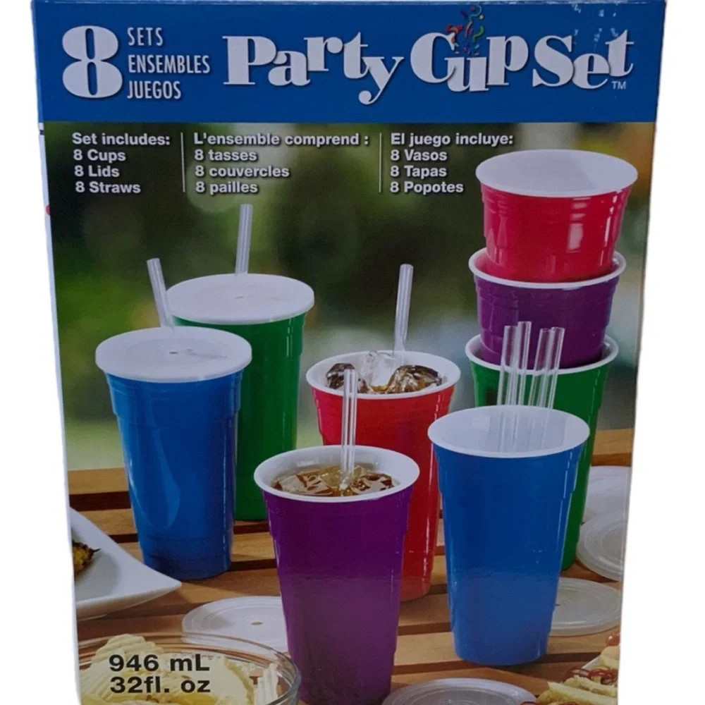 with Straws - Red, Blue, Green, Purple
